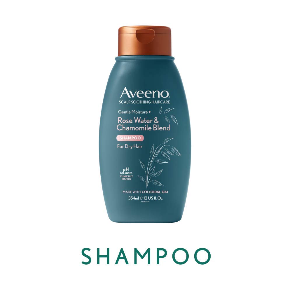 Aveeno Rosewater and Chamomile shampoo lather, light daily cleansing.