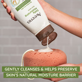 Aveeno Sensitive-Skin formula image signals allergy-tested, fragrance-light protection.