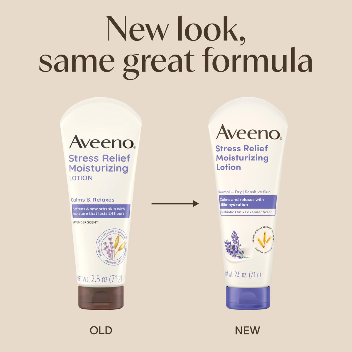 Aveeno Stress Relief Lotion lavender closeup highlights calming scent during skincare