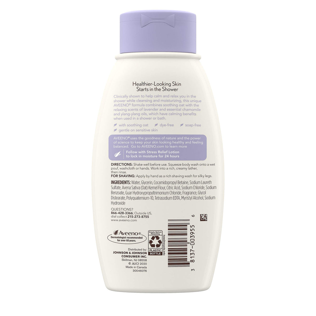 Aveeno Stress Relief oats closeup emphasizes gentle care for sensitive skin.