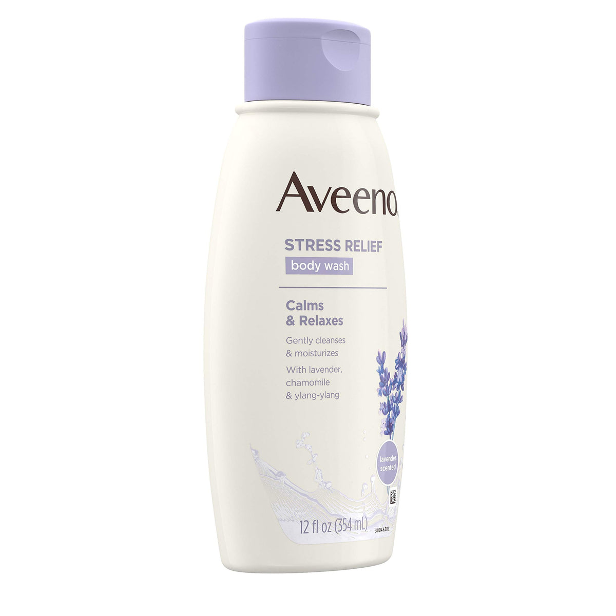 Aveeno Stress Relief pack three bottles showcases value and multi-day use.
