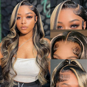 Aveiyce 13x6 balayage lace-front wig, 24 inch, seamless parting for natural look