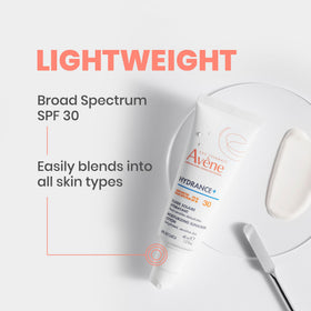 Avène Hydrance+ SPF 30 tube highlights mineral UV protection suitable for daily wear