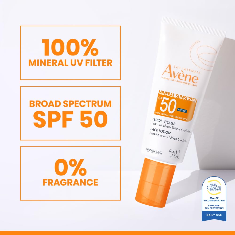 Avène Mineral Sunscreen Face Lotion dispenser for easy, even application.