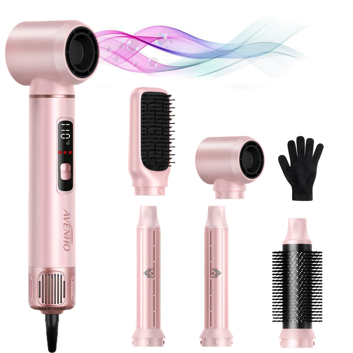 AVENHO 5 in 1 hair styler air wrap blush for soft daily curls