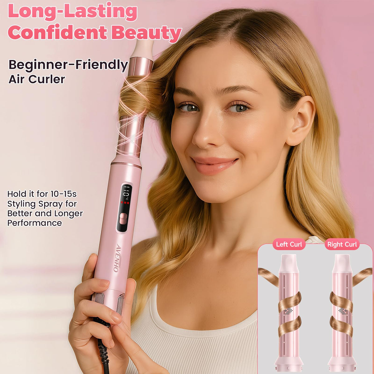 AVENHO 5 in 1 hair styler with three heat settings for customizable styling