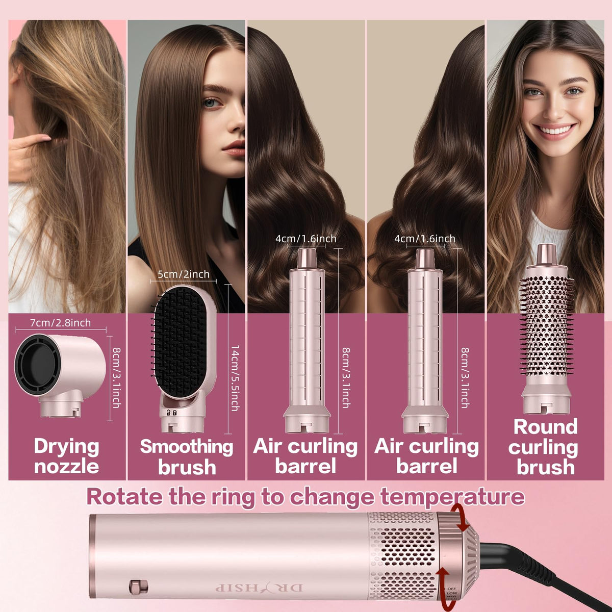 AVENHO detachable brush heads for varied sizes and looks