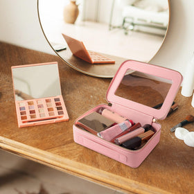 Aveniee clear makeup bag open, organized interior and easy access