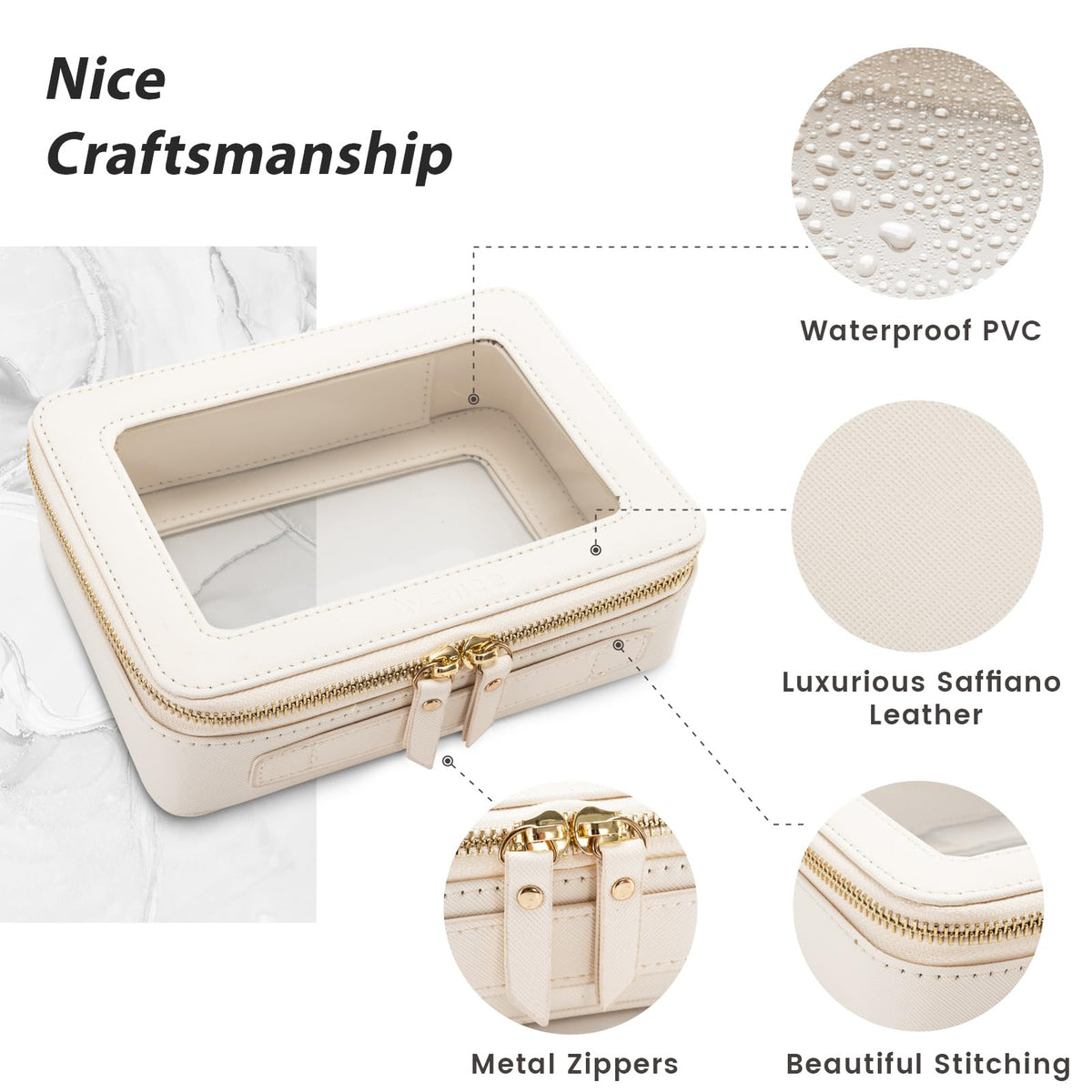Aveniee Clear Makeup Bag Organizer open compartment showing roomy interior