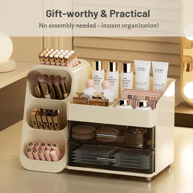 Smooth-gliding drawers provide quiet, effortless access to products.