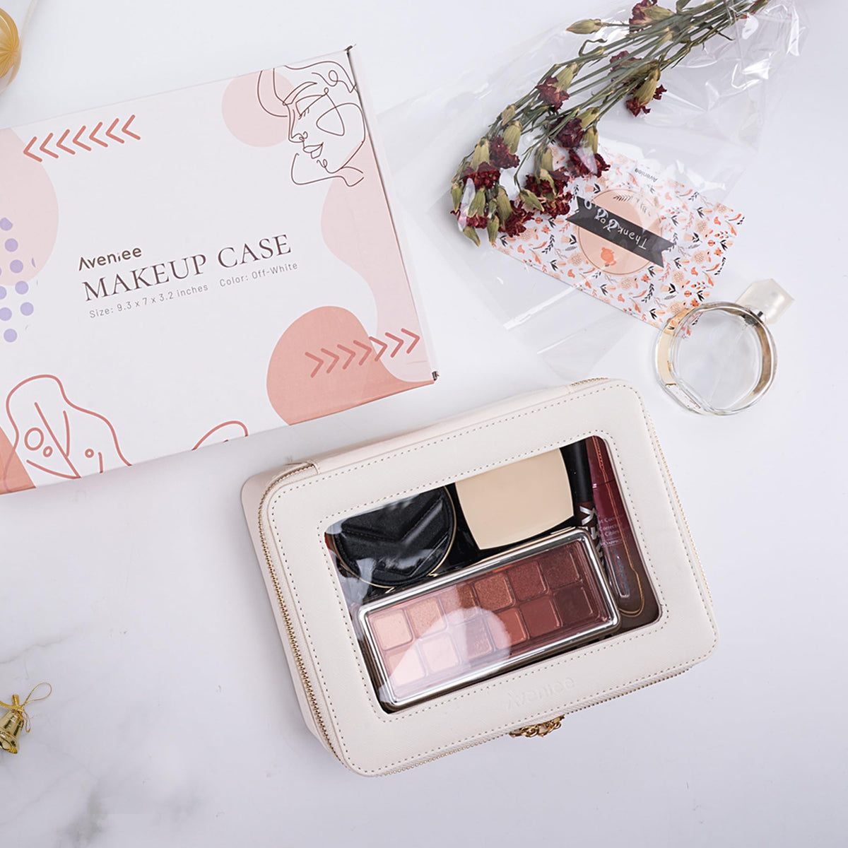 Aveniee Minimalist boxy design, elegant and practical makeup bag for daily use