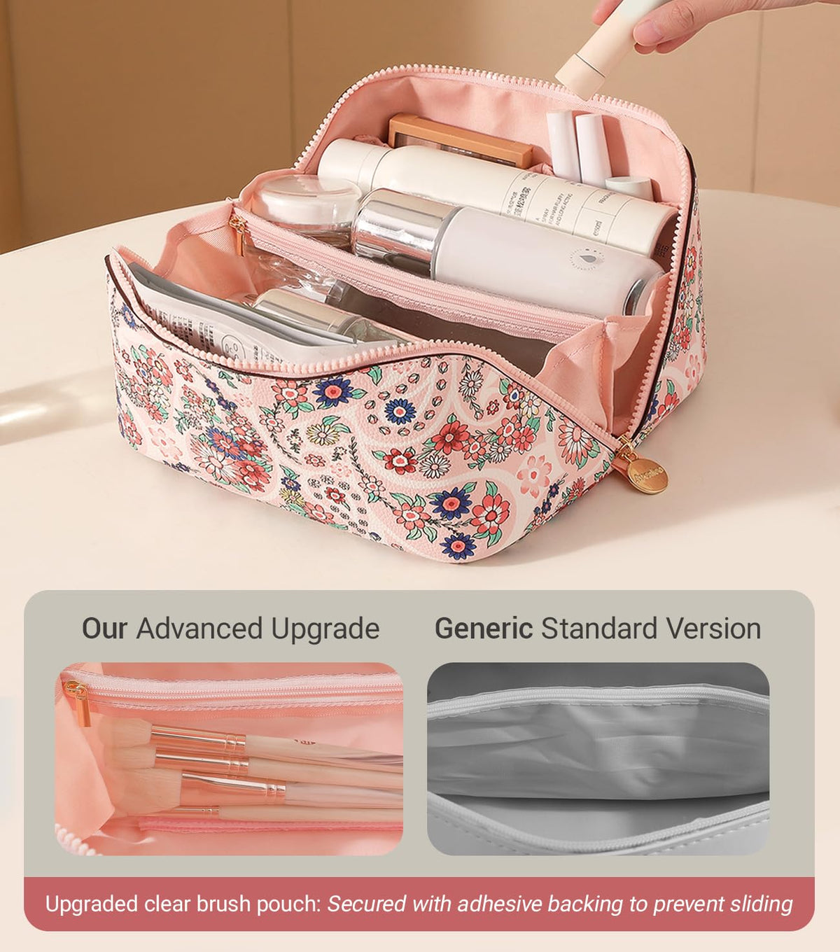 Aveniee bag with 180-degree opening for quick view of contents.