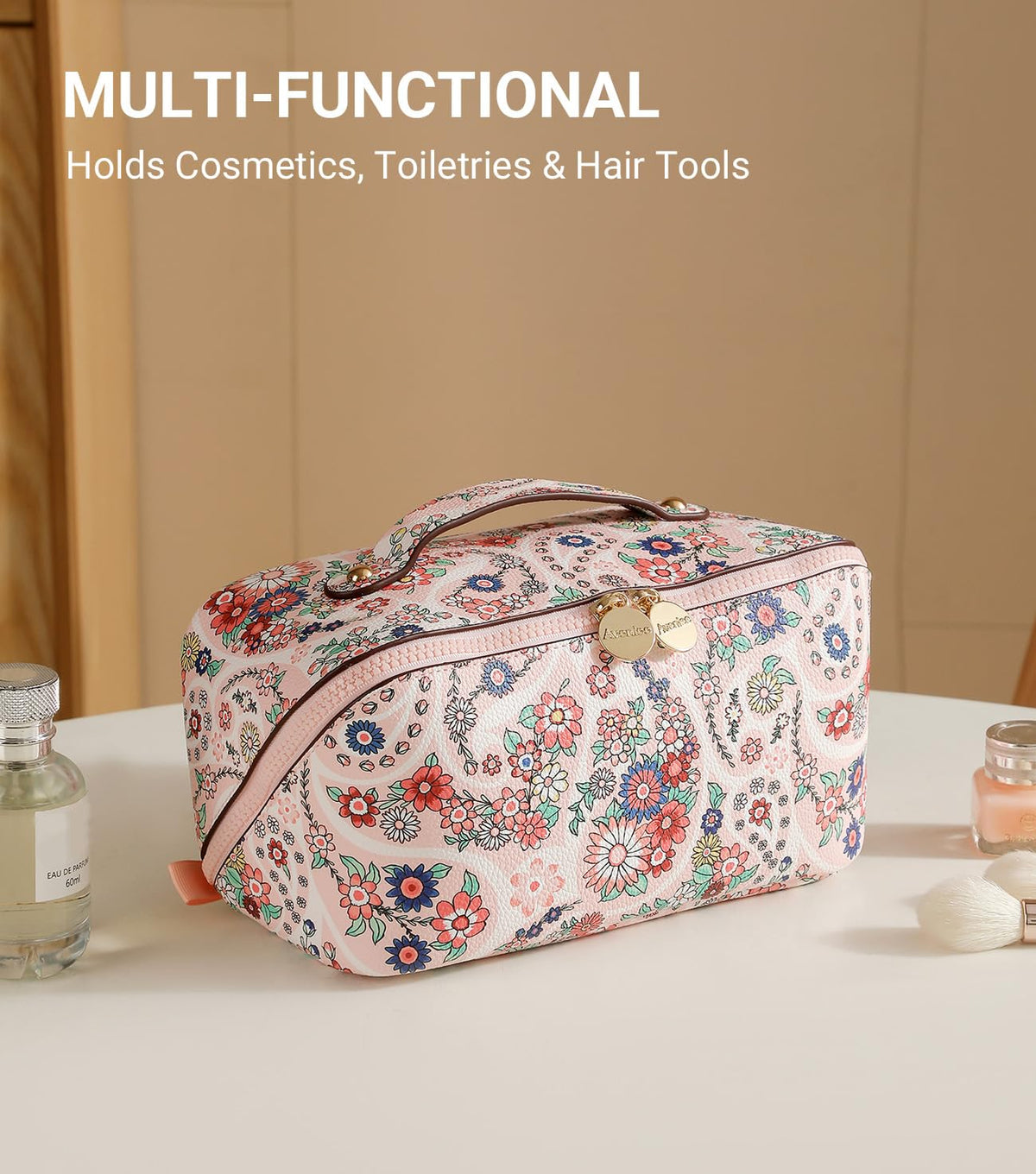Aveniee bag with shape-keeping inserts preventing creasing during transit.