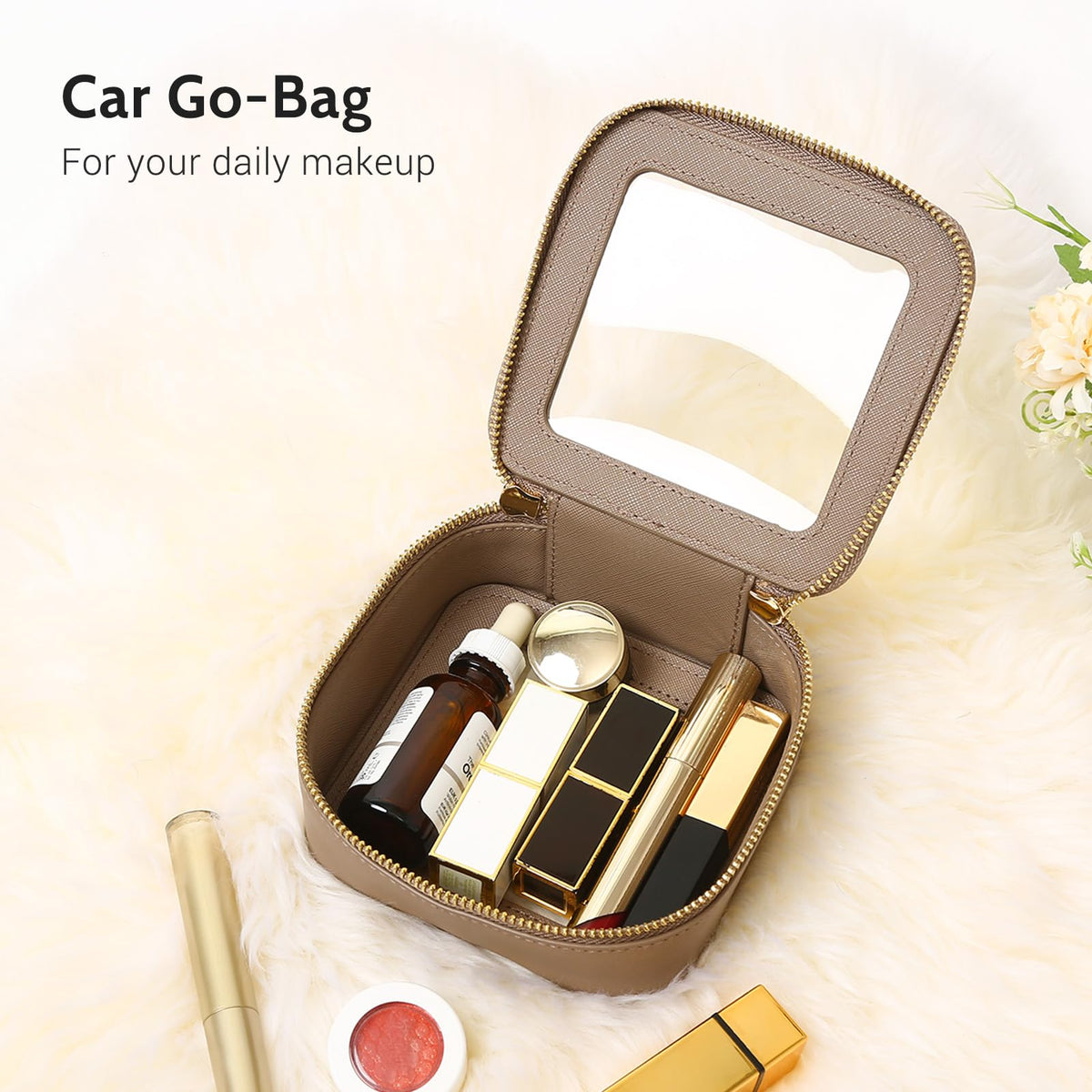 Aveniee Waterproof cosmetic organizer close-up demonstrates wipe-clean surfaces