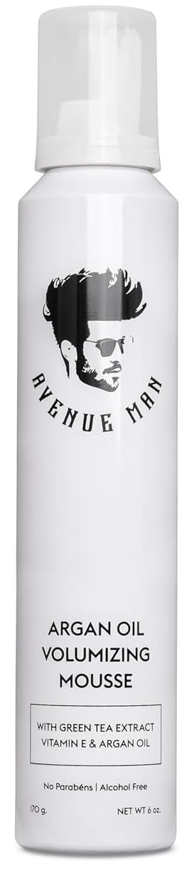 Avenue Man Argan Oil Mousse bottle pump for easy everyday styling and lift