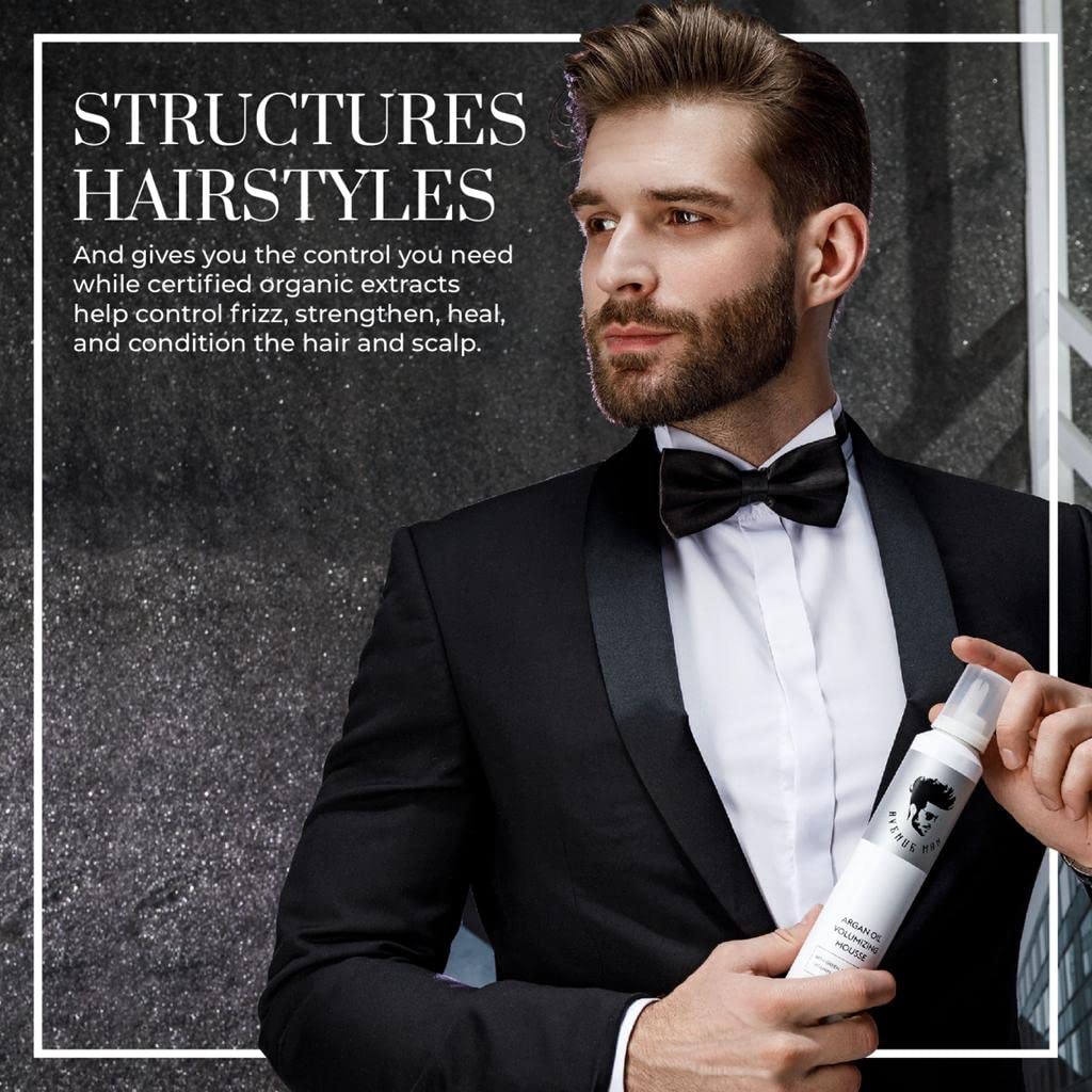 Avenue Man Argan Oil Mousse volume full-bodied delivers natural-looking lift without stiffness