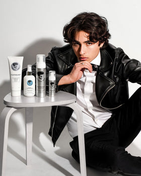 Avenue Man transparent bottle for daily use and travel.