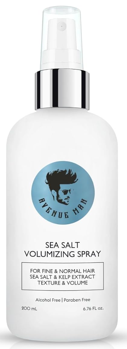 Avenue Man volumizing sea salt spray bottle delivers weightless volume.