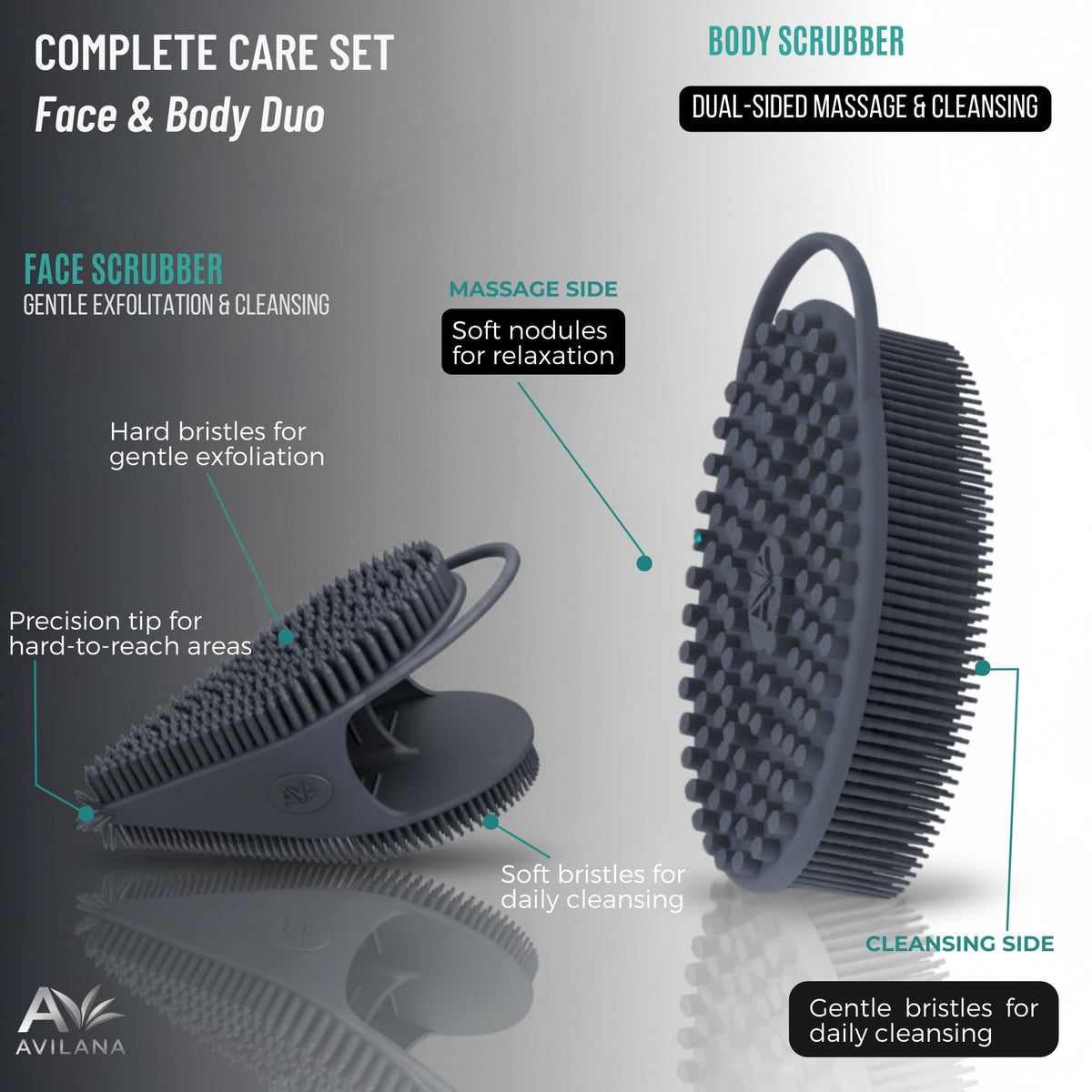 Avilana face brush close-up with soft bristles for sensitive skin