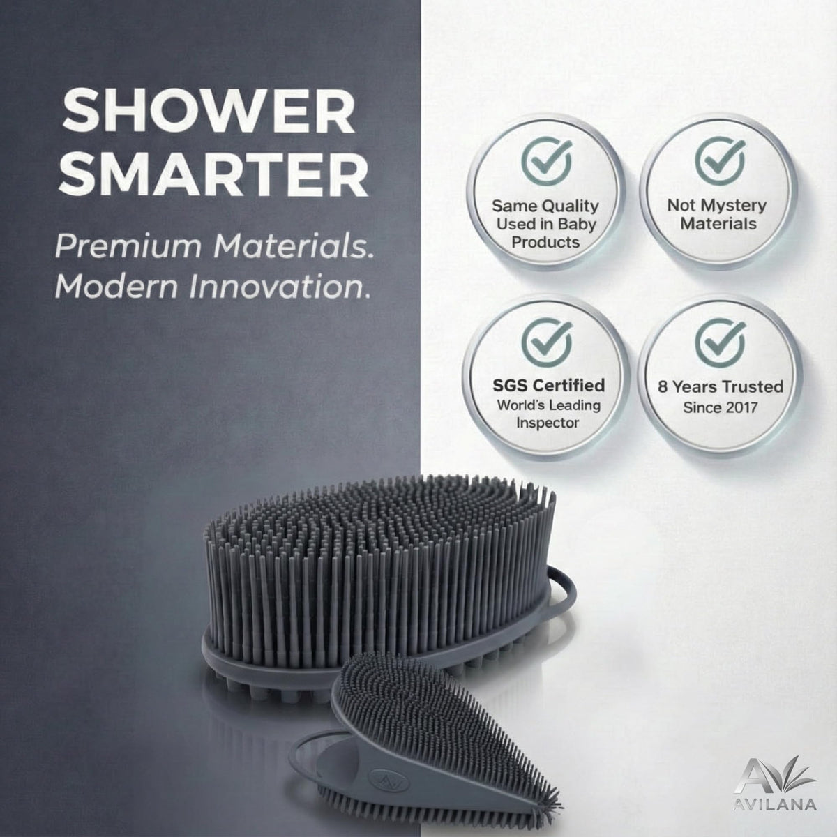 Avilana SGS-certified silicone materials ensuring safe, BPA-free skin contact