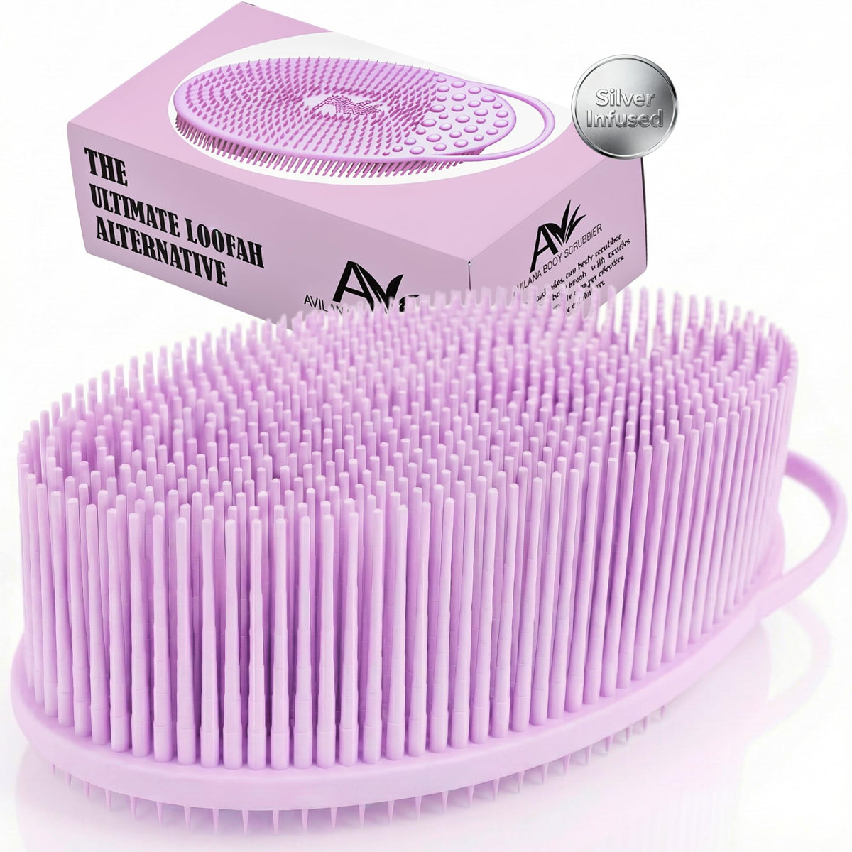 Avilana Silver Edition brush front view with firm bristles for deeper exfoliation.