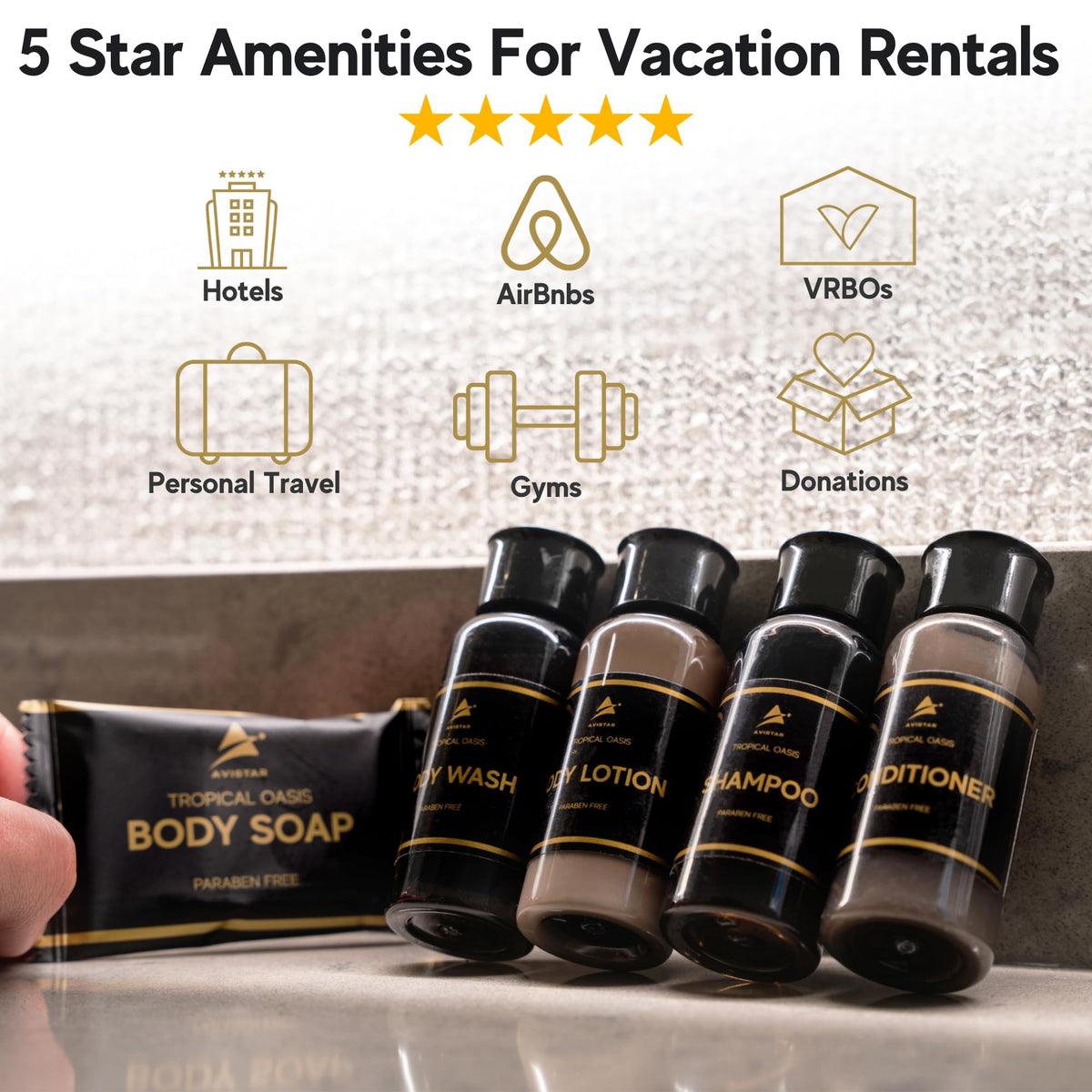 Avistar hotel conditioner tube provides nourishing smoothness for a comfortable guest shower
