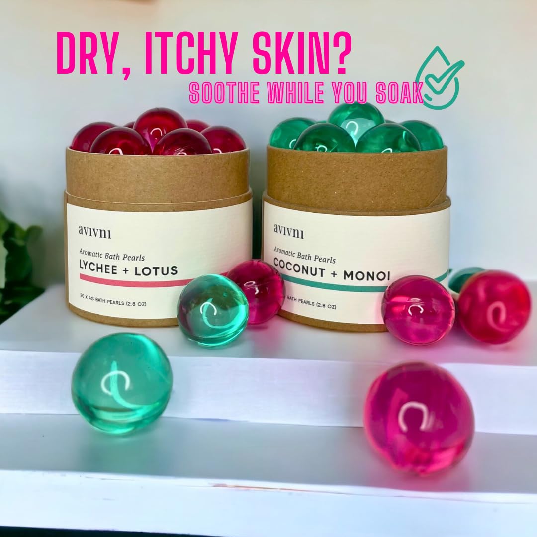 Avivni coconut Monoi oil blend nourishes skin with tropical notes.
