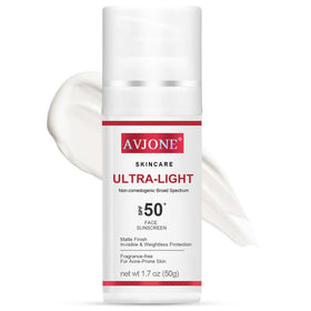 AVJONE Face Sunscreen bottle with pump offers quick, non-greasy protection.