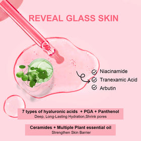 AVJONE glass-skin hydration with hyaluronic acids for lasting moisture and a dewy look.