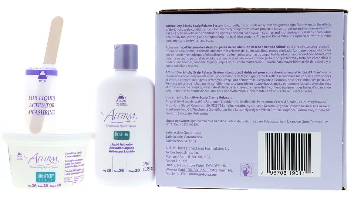 Avlon Affirm measuring bottle displayed for precise, customized relaxer preparation.