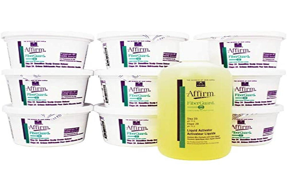 Avlon Fiber Guard Sensitive Scalp Relaxer Step 2 bottle with adjustable strengths for sensitive scalps.