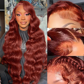 Avolo 28-inch reddish-brown lace-front wig for long, natural-looking length and movement
