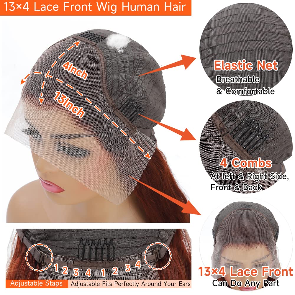 Avolo copper-red lace-front wig adds vibrant color with a soft, draped wave