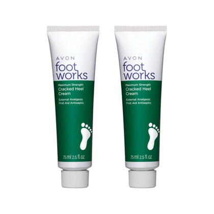AVON 2 Foot Works cracked heel cream tube delivering deep hydration.