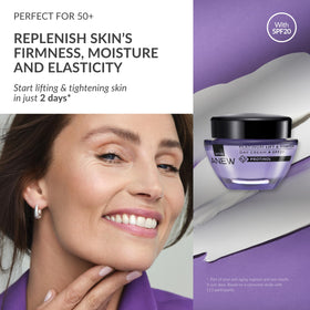 AVON Anew Platinum Day Lifting Cream dispenser scene showing easy application