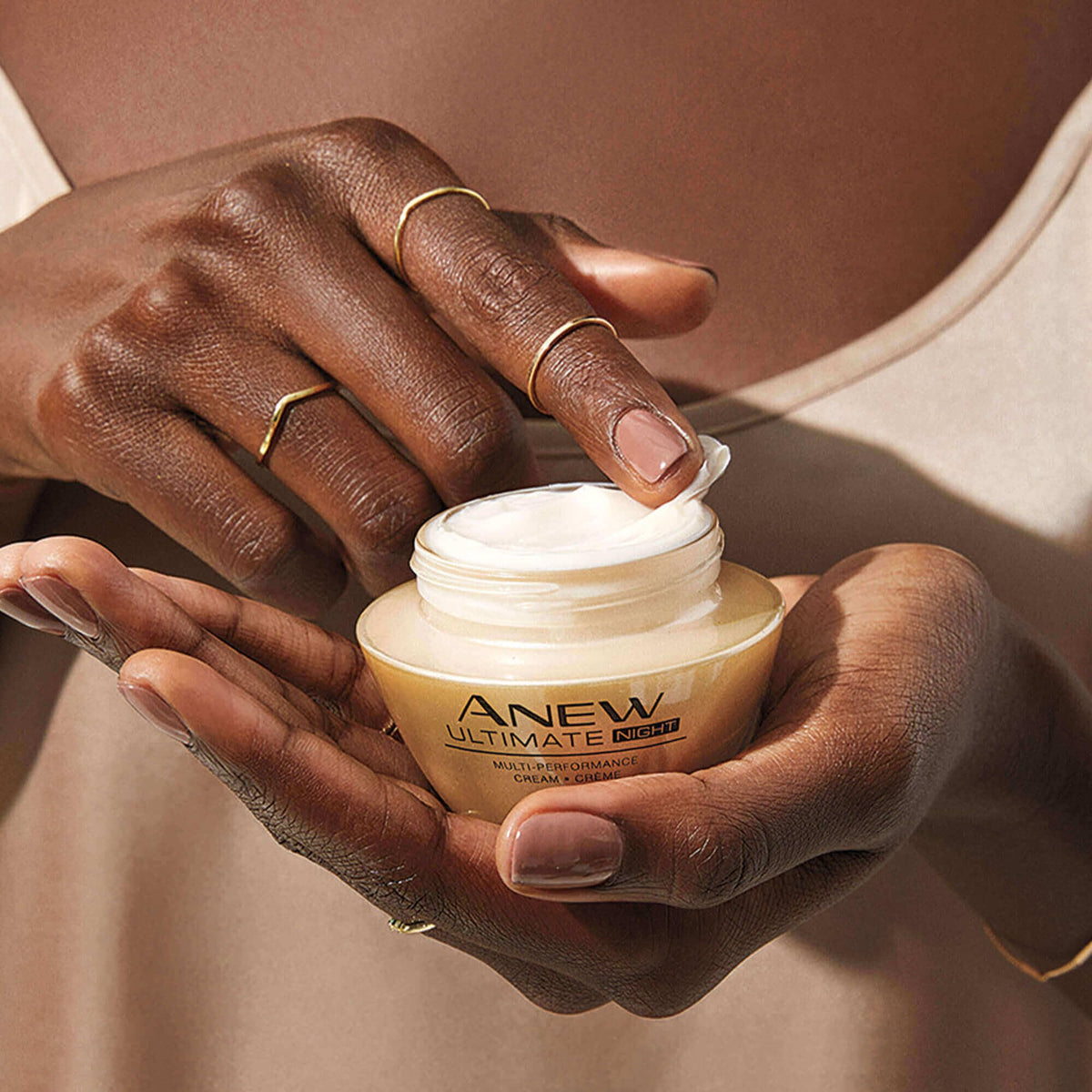 AVON Anew Ultimate Night Cream packaging box, premium skincare branding.