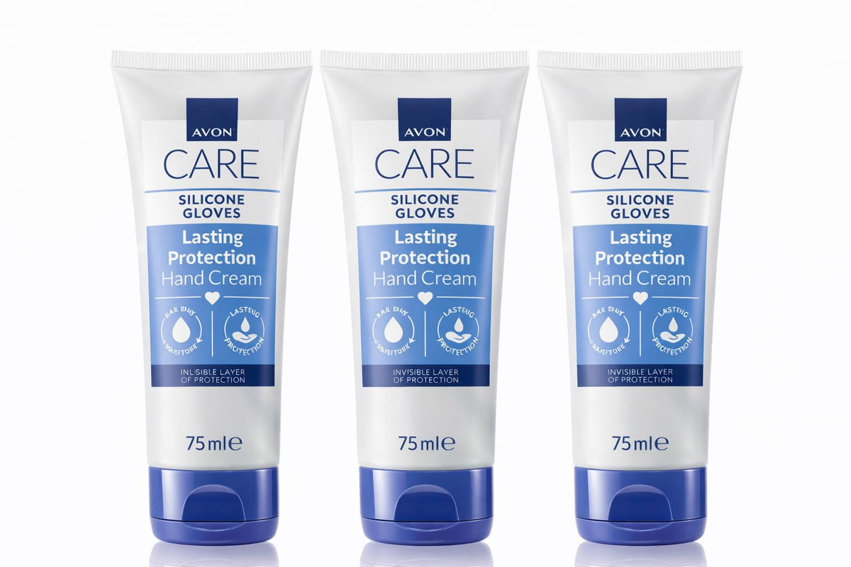 AVON Care silicone glove hand cream tube front view for protective shield and smoother hands