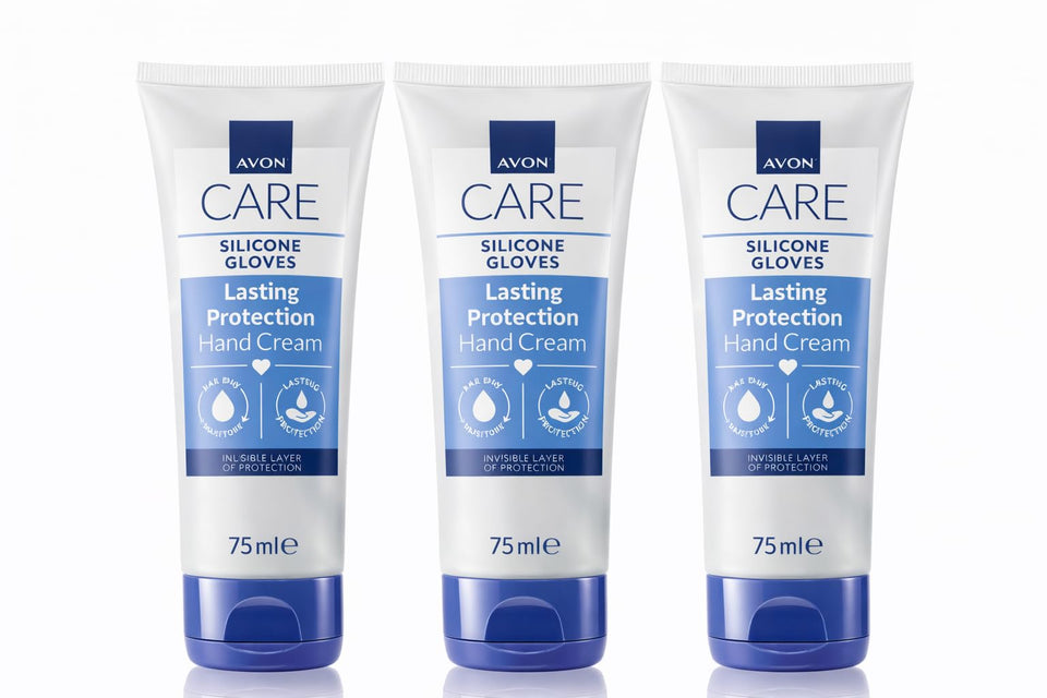 AVON Care silicone glove hand cream tube front view for protective shield and smoother hands