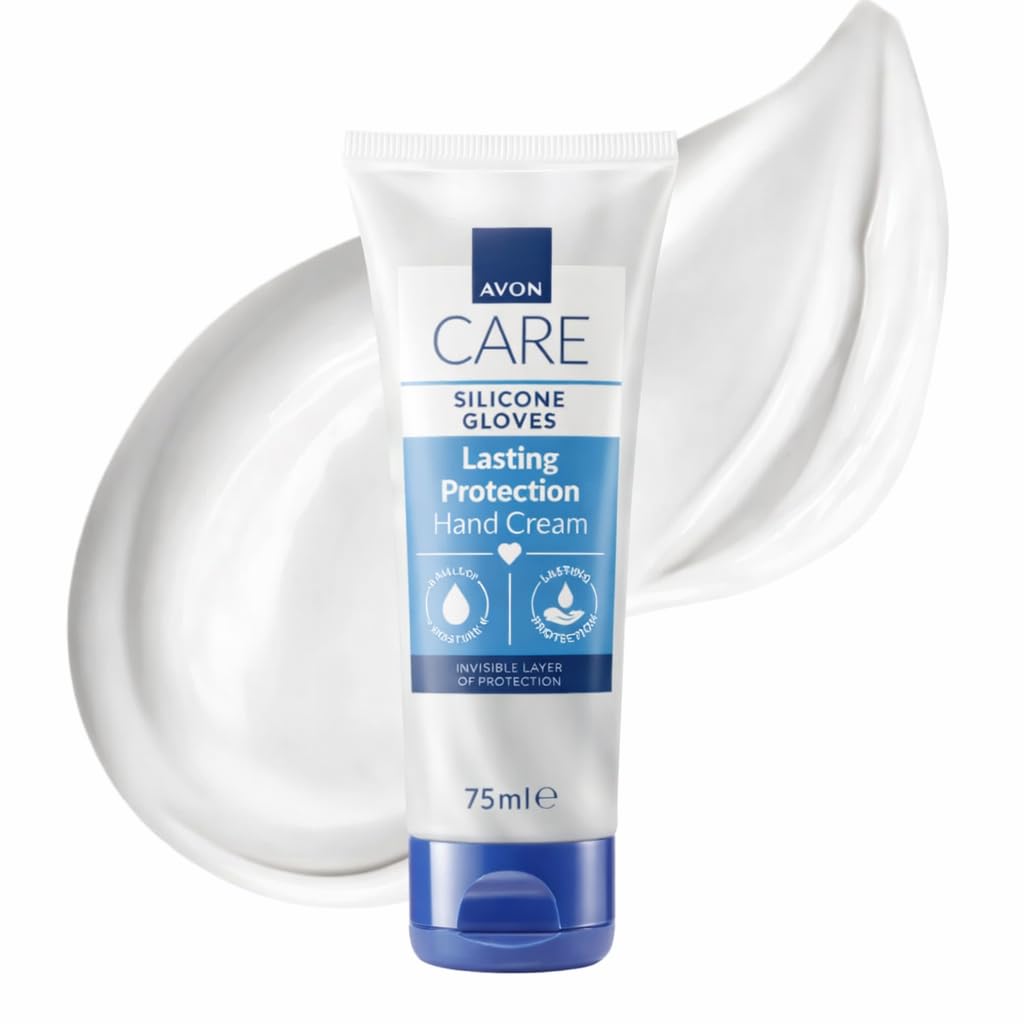 AVON Care silicone glove hand cream tubes back view highlighting dual-pack convenience and daily nourishment