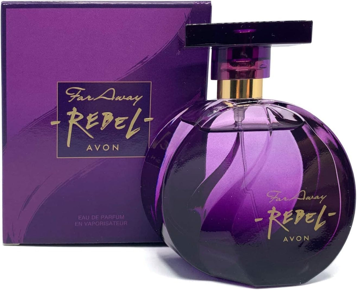 Avon Far Away Rebel bottle pour, long-lasting aroma ideal for evenings out.