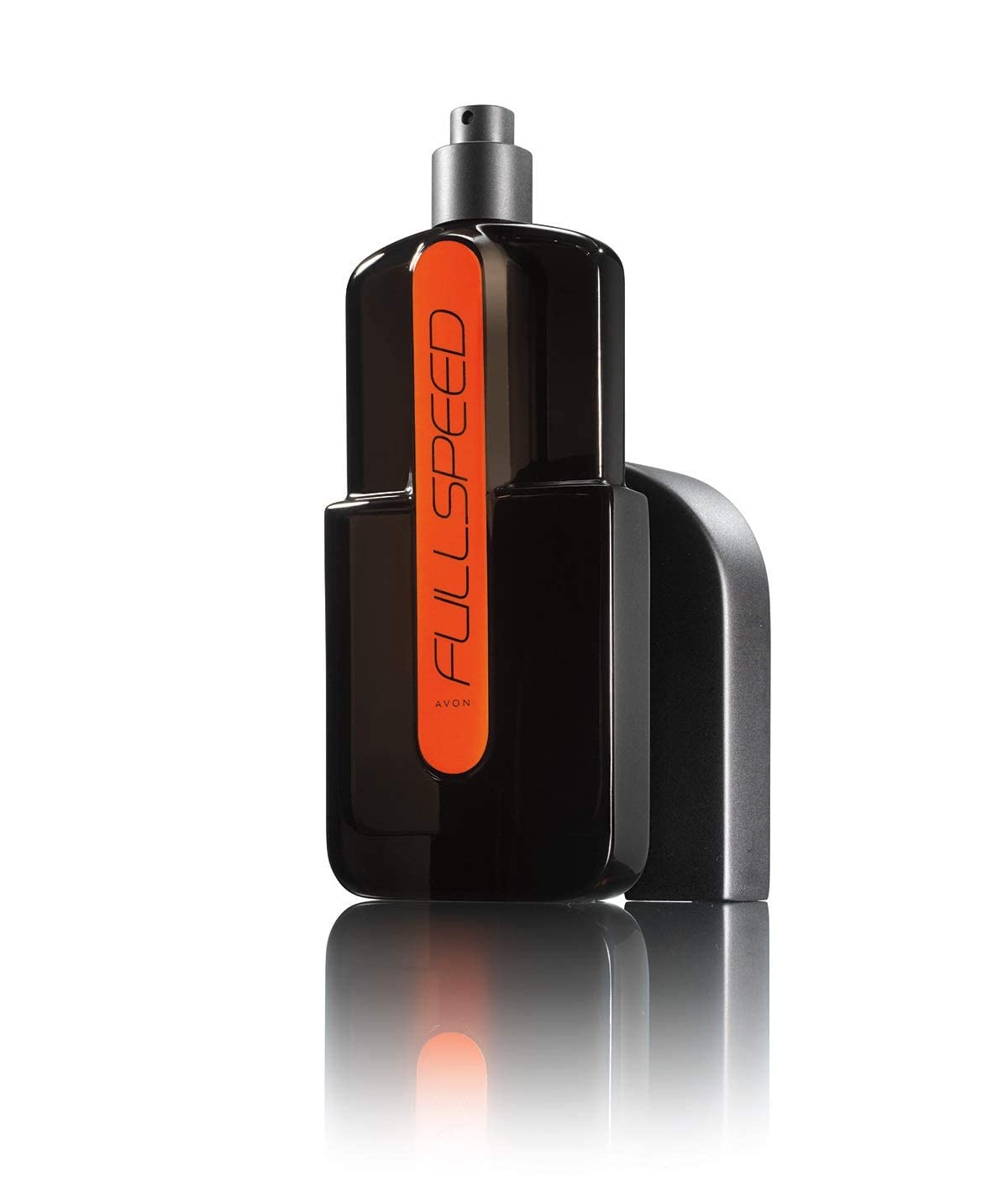 Avon Full Speed bottle angled view, sleek lines for confidence.