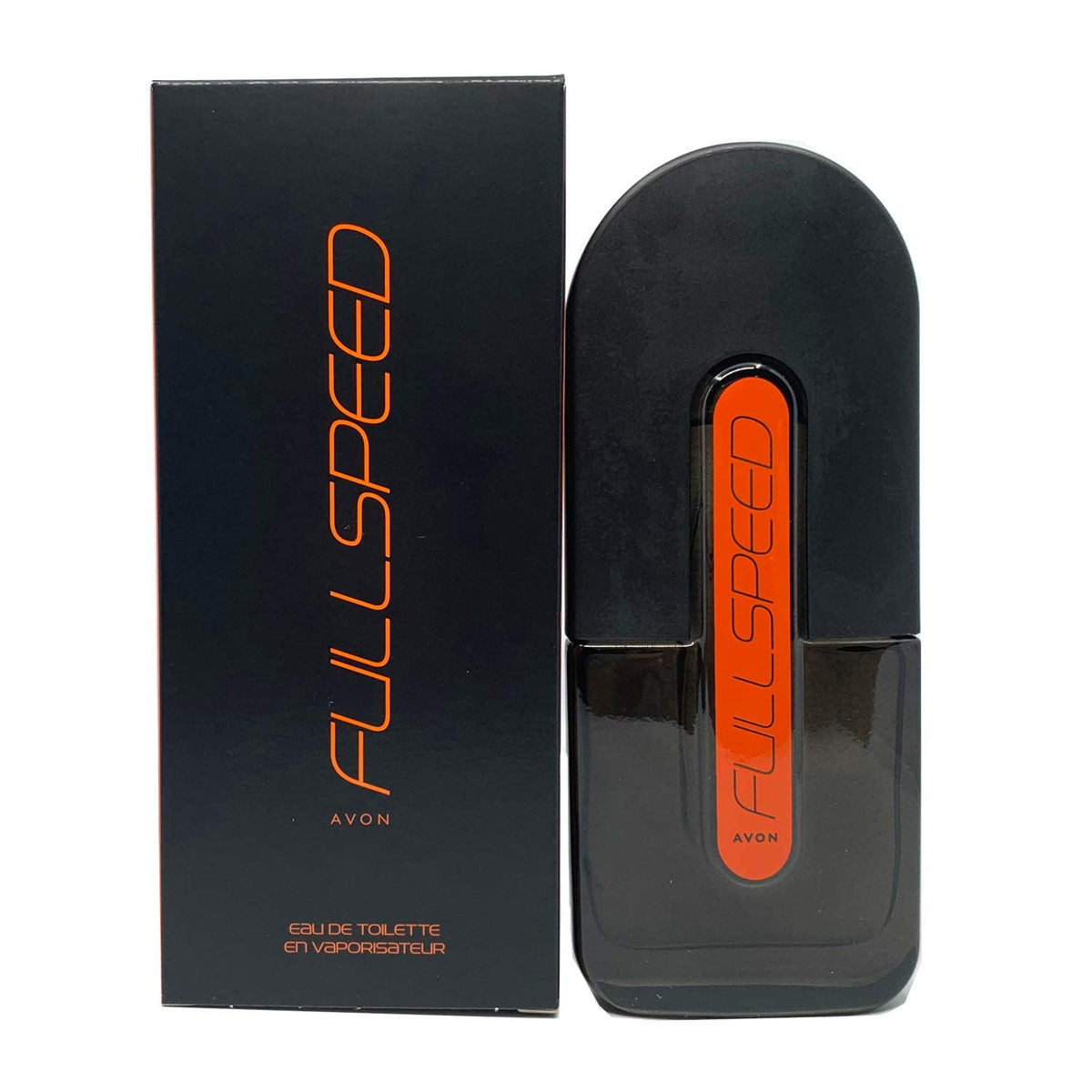 Avon Full Speed bottle side view, compact, travel-ready size.