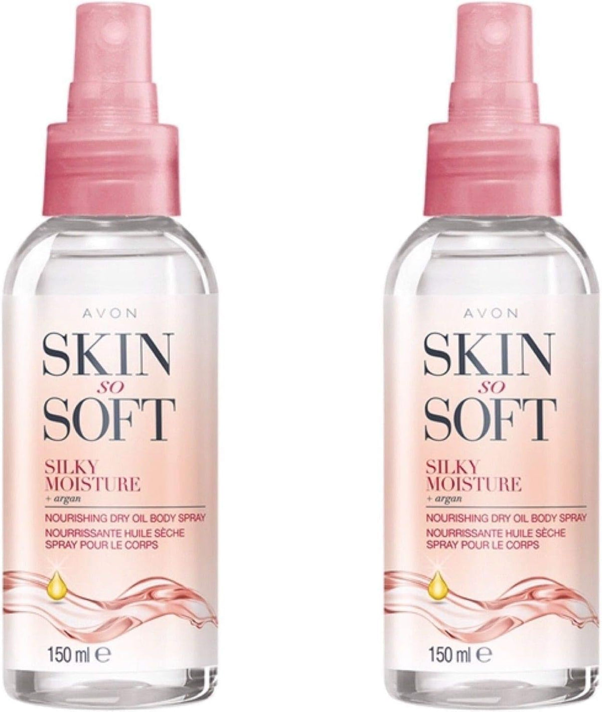 AVON Skin So Soft Argan Body Oil bottle delivering quick hydration for dry skin.