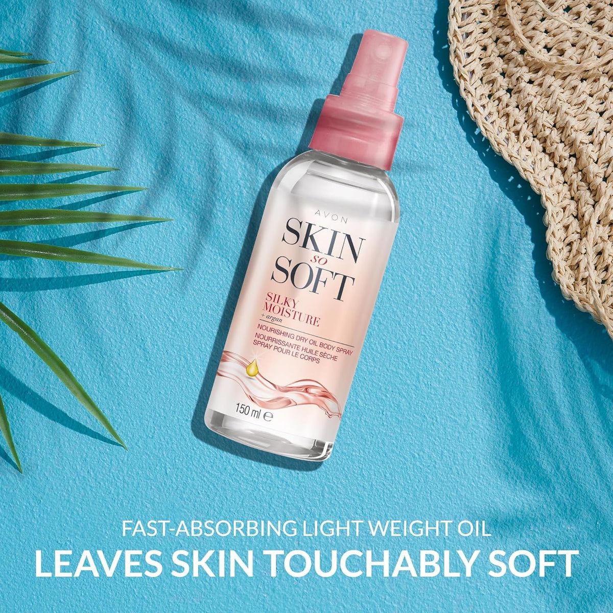 AVON Skin So Soft Argan Body Oil spray mist for even, non-greasy hydration.