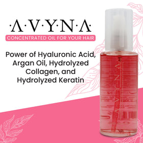 Avyna Hair Restructuring Liquid dropper applying to a strand for smoother hair
