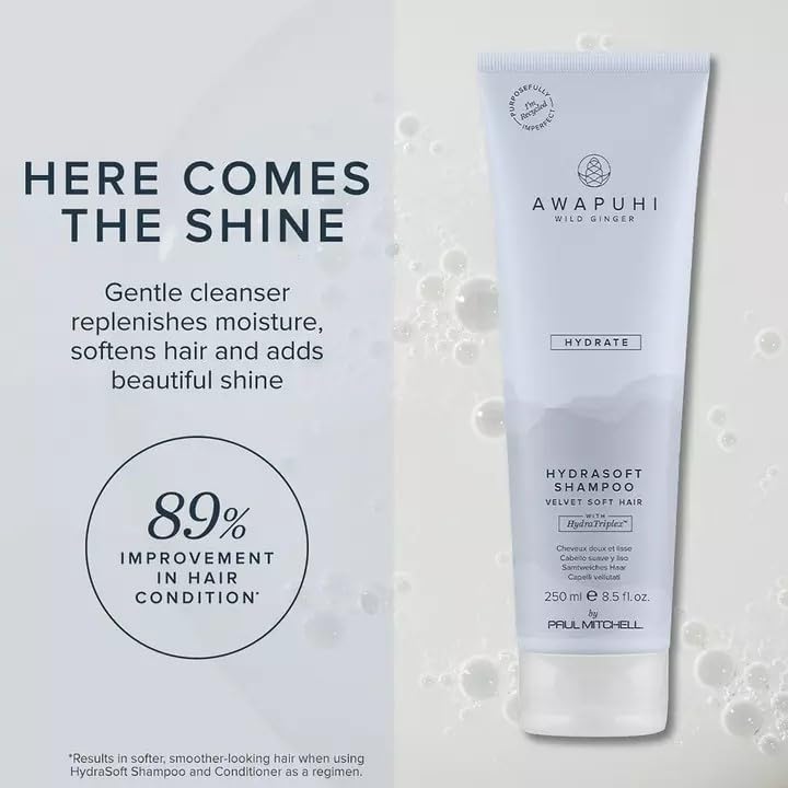 Awapuhi Wild Ginger HydraSoft label closeup emphasizes HydraTriplex hydration.