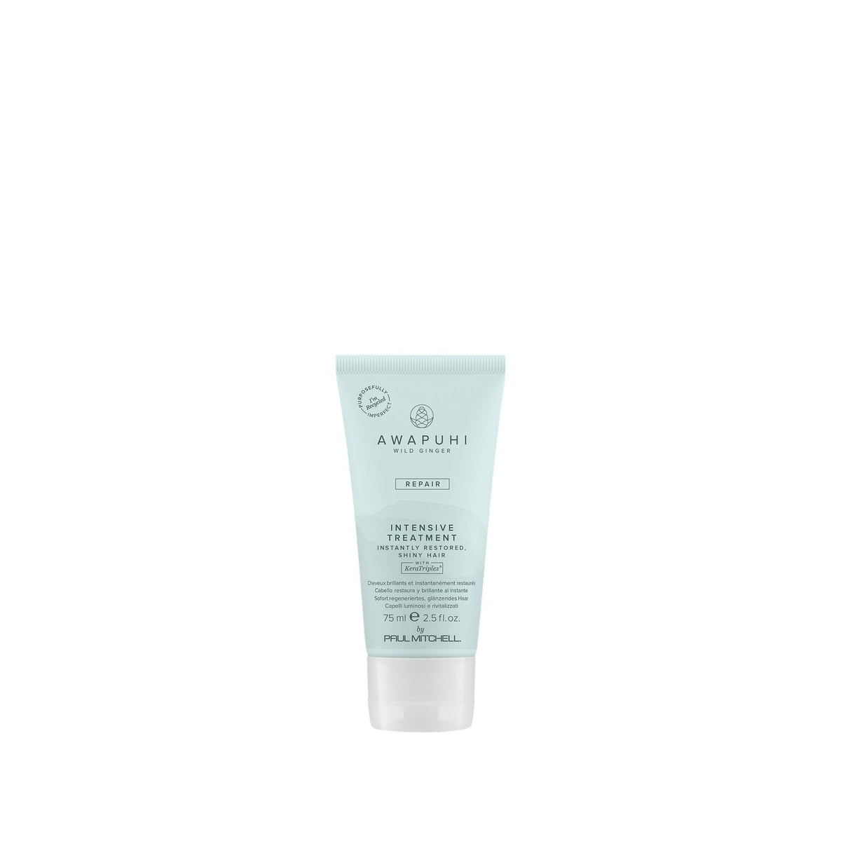 Awapuhi Wild Ginger Intensive Treatment bottle pouring with deep hydration for dry hair.
