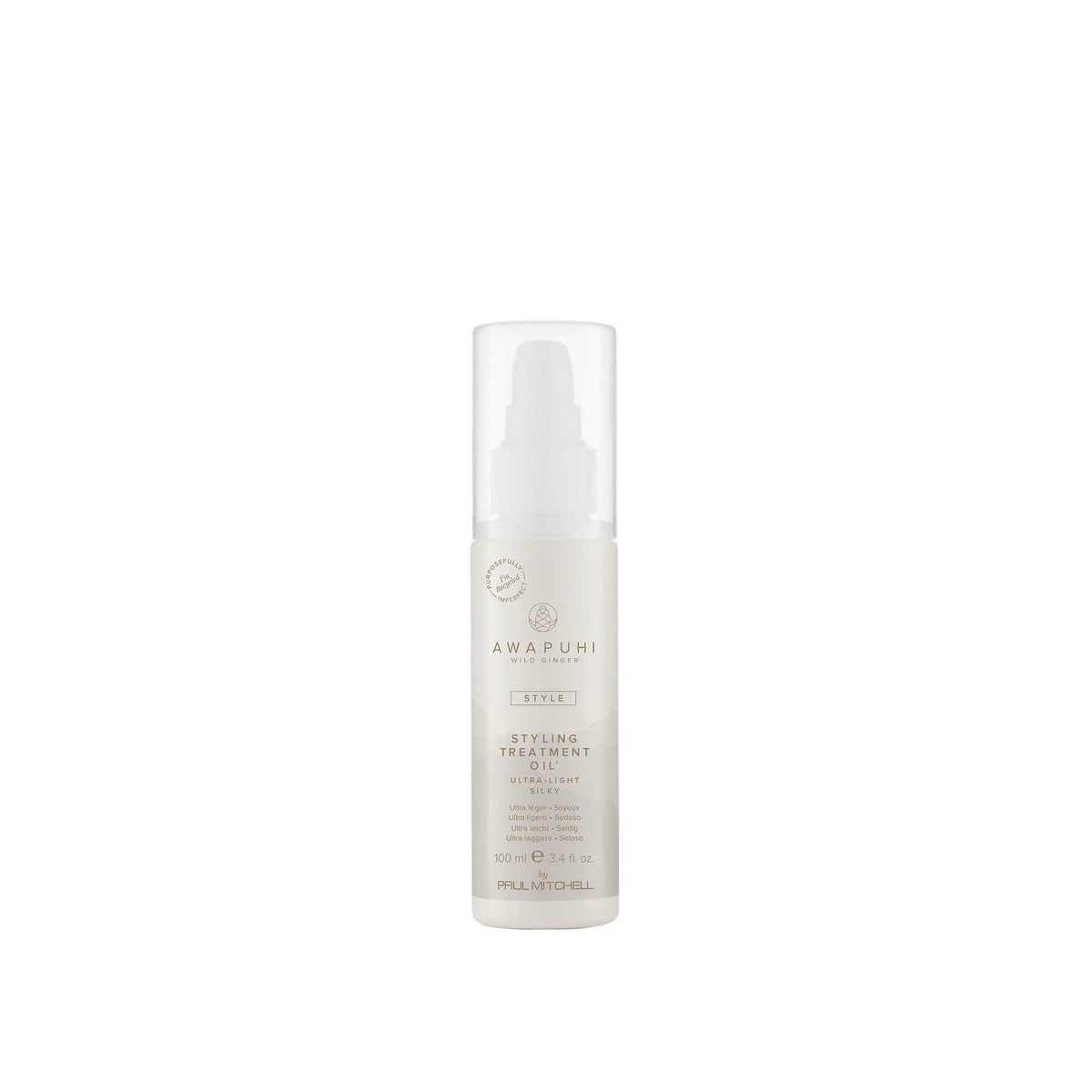 Awapuhi Wild Ginger styling oil bottle delivers premium leave-in care and shine for all hair types.