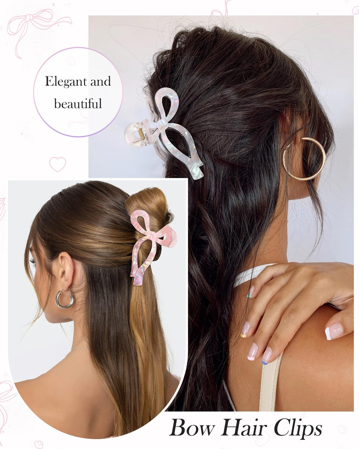 AWAYTR durable bow clips with smooth teeth for comfortable all-day wear.