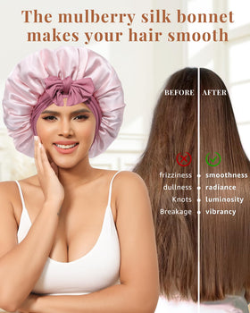 AWAYTR breathable silk bonnet provides cool, comfortable sleep for year-round wear.